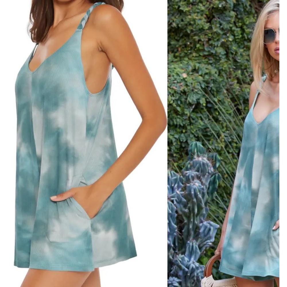 BECCA Sea Ray Tie-Dye Beach Cover-up Romper